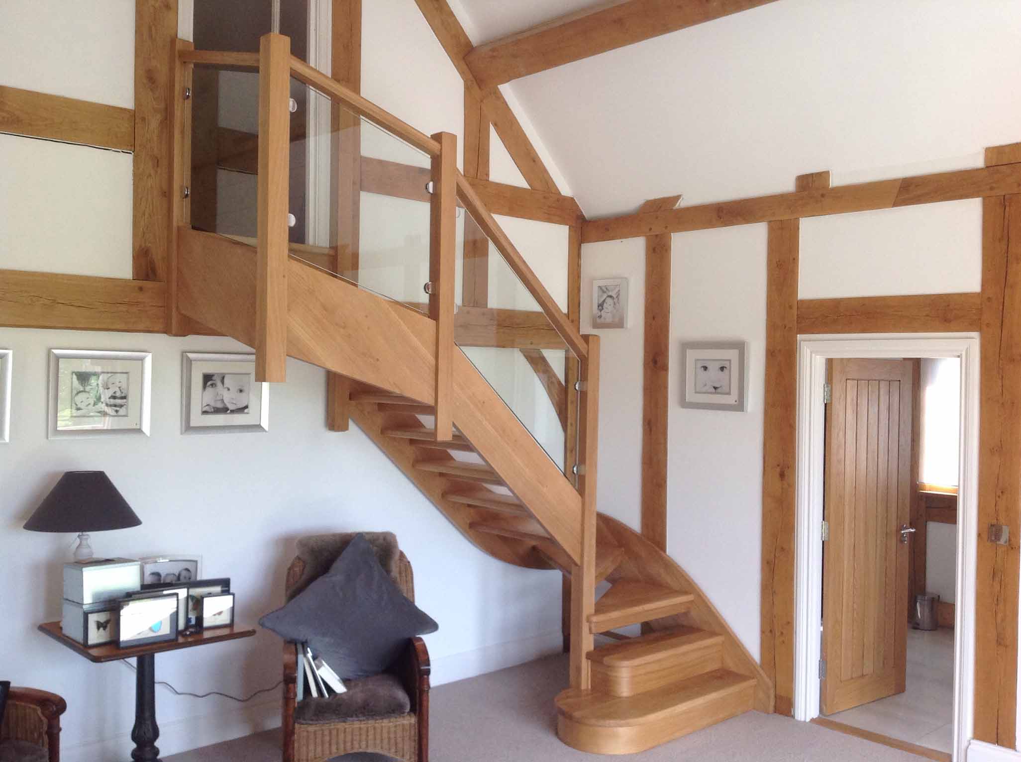 glass oak staircase